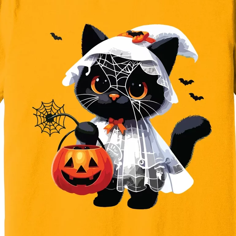 Cute Black Cats In Ghost Costume Halloween Premium T-Shirt