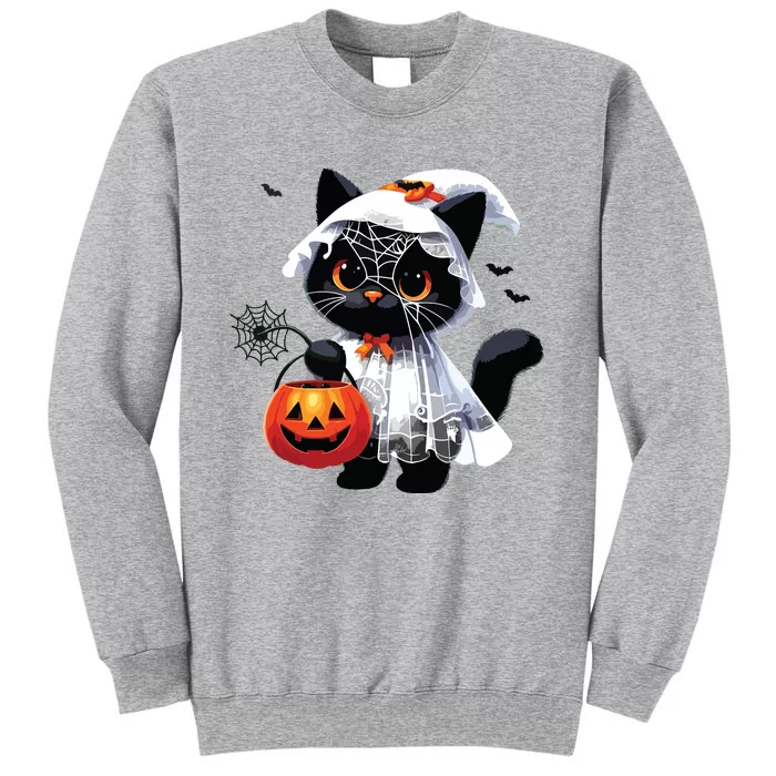 Cute Black Cats In Ghost Costume Halloween Sweatshirt