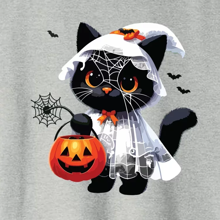 Cute Black Cats In Ghost Costume Halloween Women's Crop Top Tee