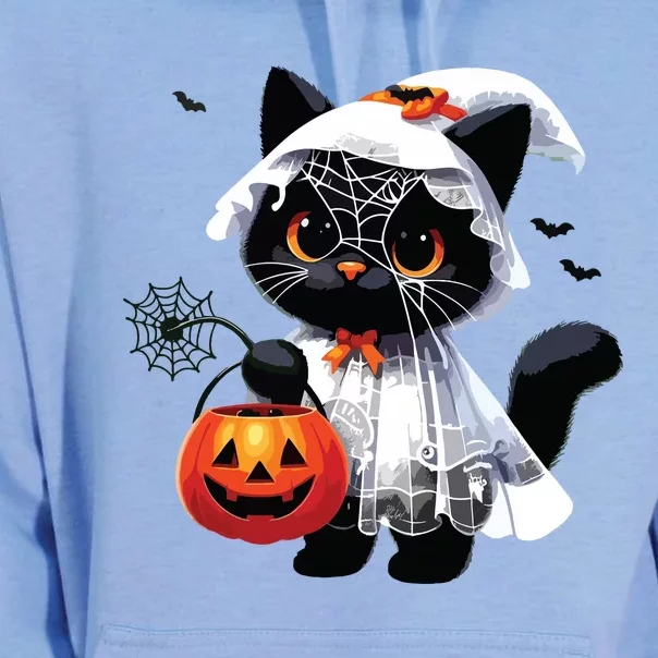 Cute Black Cats In Ghost Costume Halloween Unisex Surf Hoodie