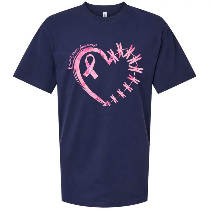 Cute Breast Cancer Awareness Dragonfly Heart Sueded Cloud Jersey T-Shirt