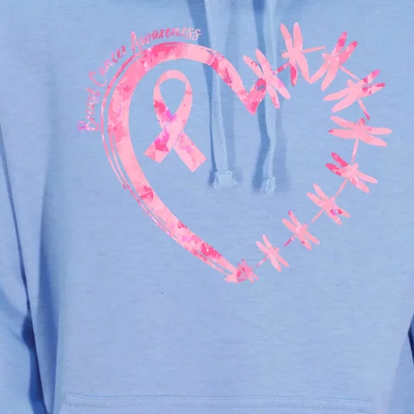 Cute Breast Cancer Awareness Dragonfly Heart Unisex Surf Hoodie