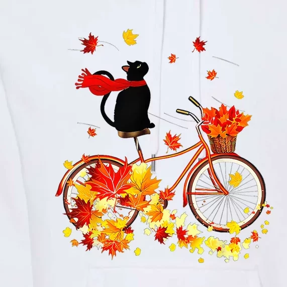 Cute Black Cat Fall Bicycle Autumn Halloween Premium Hoodie