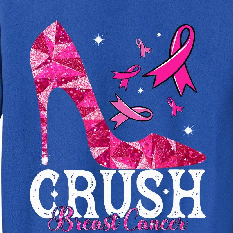 Crush Breast Cancer Awareness Bling Pink Ribbon Tall Sweatshirt