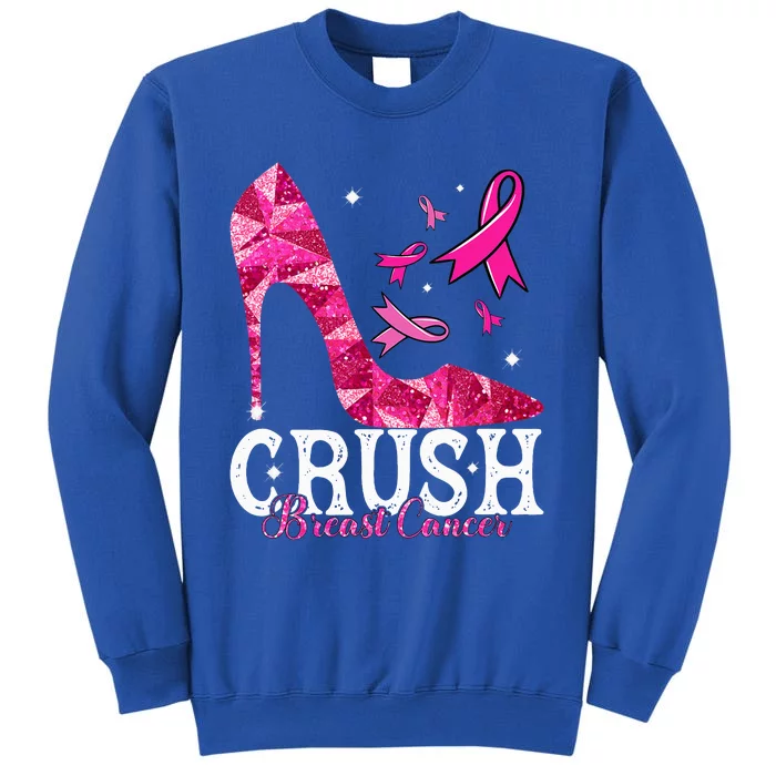 Crush Breast Cancer Awareness Bling Pink Ribbon Tall Sweatshirt