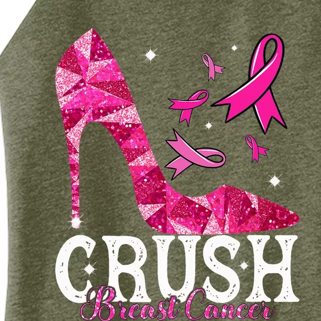 Crush Breast Cancer Awareness Bling Pink Ribbon Women’s Perfect Tri Rocker Tank