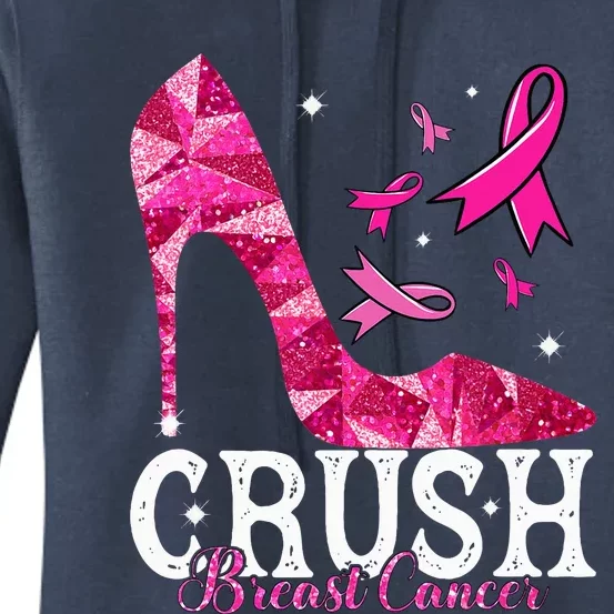 Crush Breast Cancer Awareness Bling Pink Ribbon Women's Pullover Hoodie