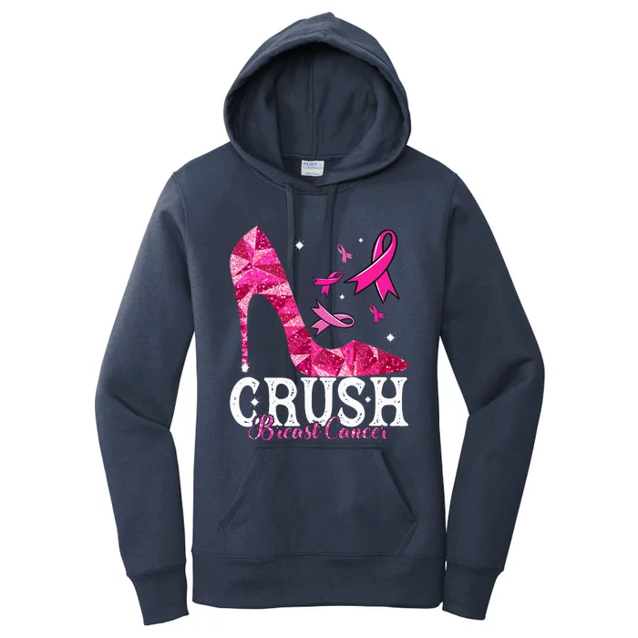 Crush Breast Cancer Awareness Bling Pink Ribbon Women's Pullover Hoodie