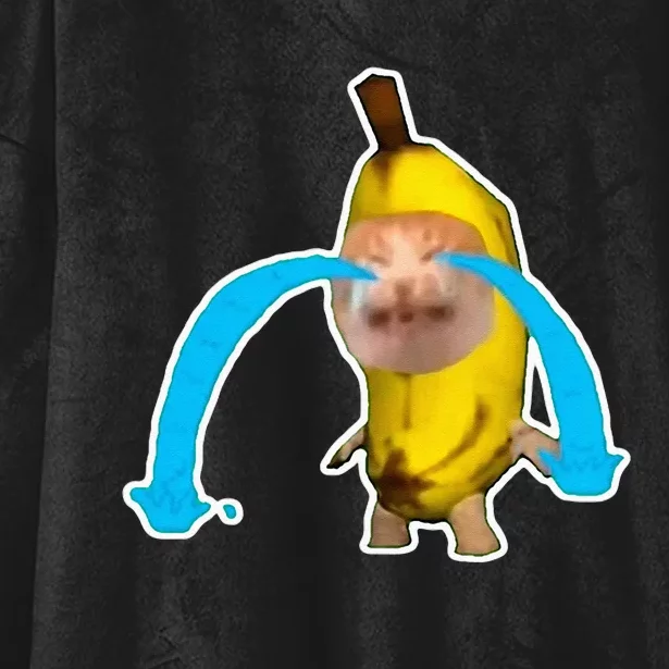 Crying Banana Cat Meme Hooded Wearable Blanket