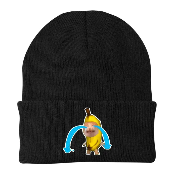 Crying Banana Cat Meme Knit Cap Winter Beanie