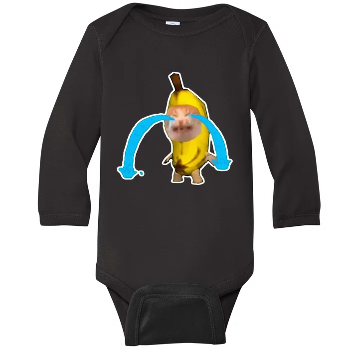 Crying Banana Cat Meme Baby Long Sleeve Bodysuit