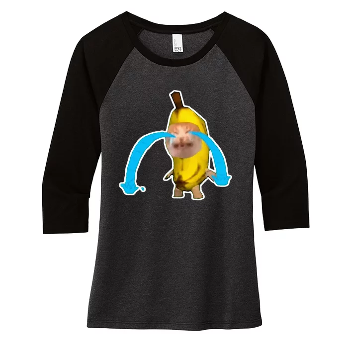 Crying Banana Cat Meme Women's Tri-Blend 3/4-Sleeve Raglan Shirt