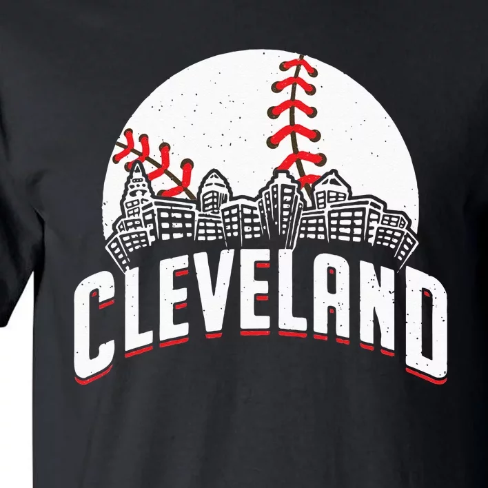 Cleveland Baseball Cityscape Skyline Retro Fan Tall T-Shirt