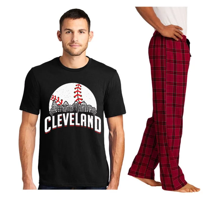 Cleveland Baseball Cityscape Skyline Retro Fan Pajama Set