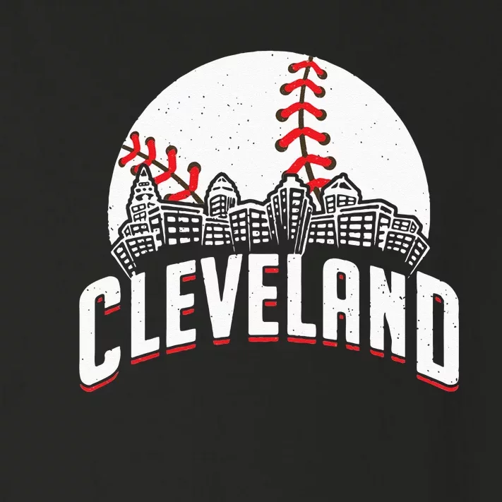 Cleveland Baseball Cityscape Skyline Retro Fan Toddler Long Sleeve Shirt