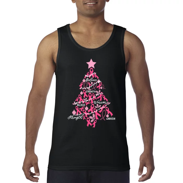 Christmas Breast Cancer Holiday Pink Ribbon Fight Awareness Tank Top