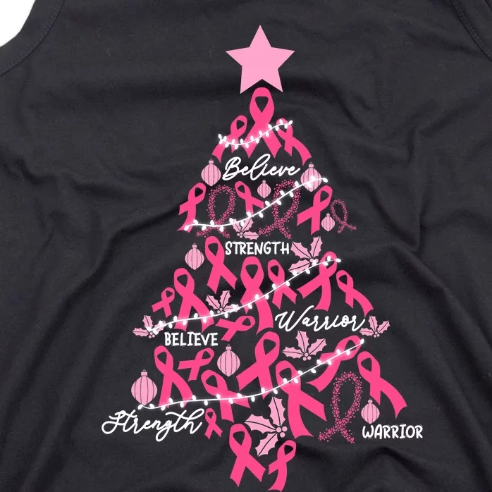 Christmas Breast Cancer Holiday Pink Ribbon Fight Awareness Tank Top