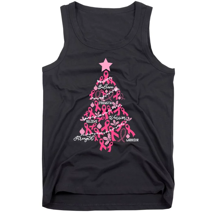 Christmas Breast Cancer Holiday Pink Ribbon Fight Awareness Tank Top