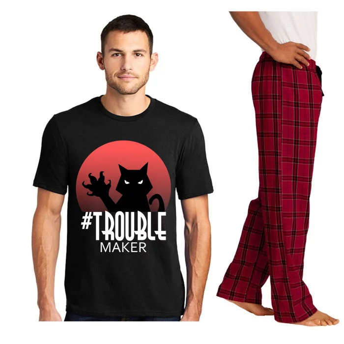 Cute Black Cate Feline Halloween Troublemaker Meaningful Gift Pajama Set