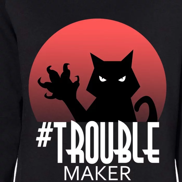 Cute Black Cate Feline Halloween Troublemaker Meaningful Gift Womens California Wash Sweatshirt