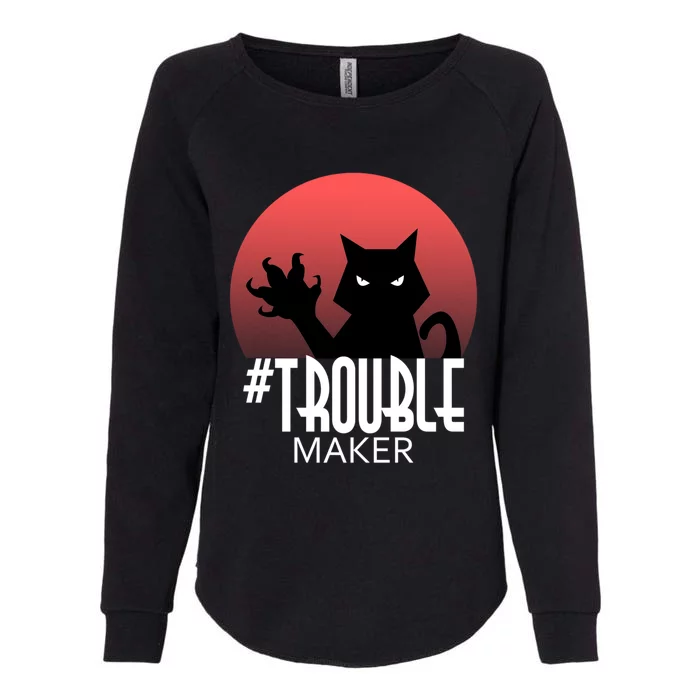 Cute Black Cate Feline Halloween Troublemaker Meaningful Gift Womens California Wash Sweatshirt