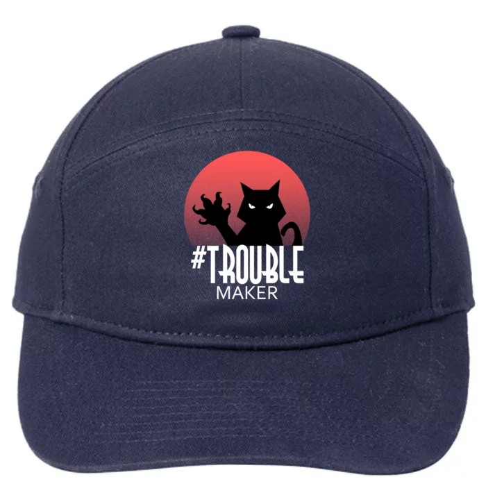 Cute Black Cate Feline Halloween Troublemaker Meaningful Gift 7-Panel Snapback Hat