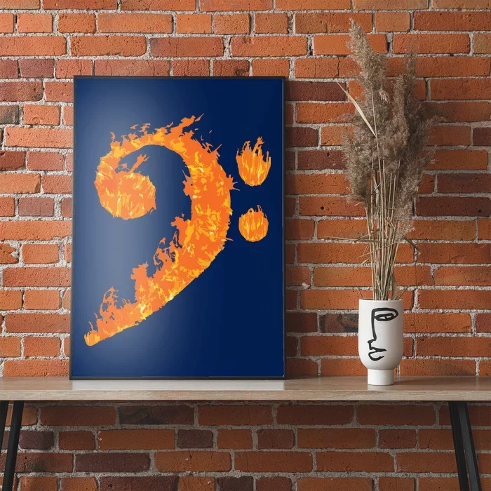 Cool Bass Clef Gift For Men Women Fire Musical Symbol Lover Poster