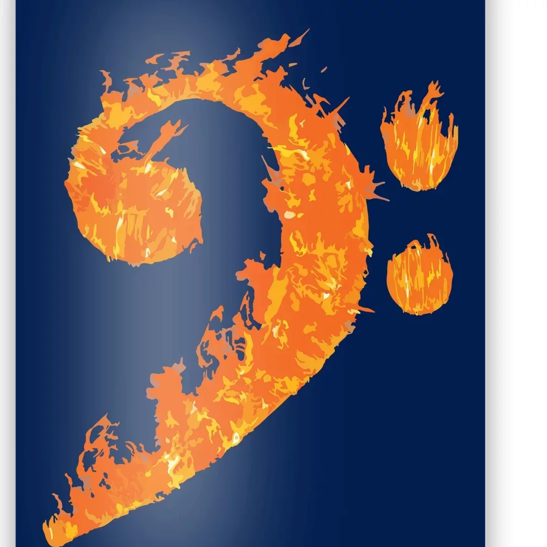 Cool Bass Clef Gift For Men Women Fire Musical Symbol Lover Poster