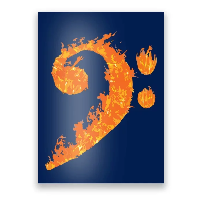 Cool Bass Clef Gift For Men Women Fire Musical Symbol Lover Poster