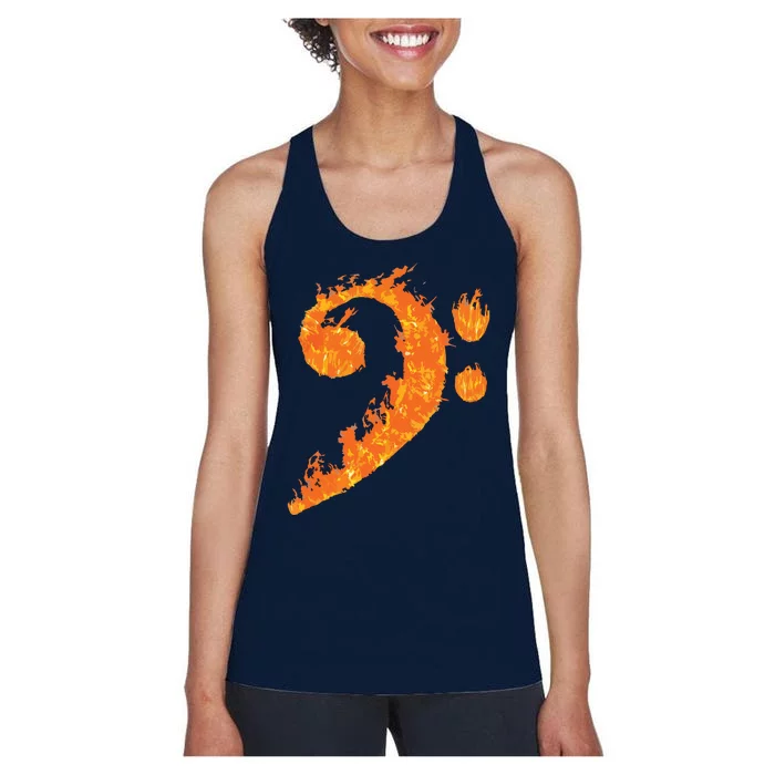 Cool Bass Clef Gift For Men Women Fire Musical Symbol Lover Women's Racerback Tank