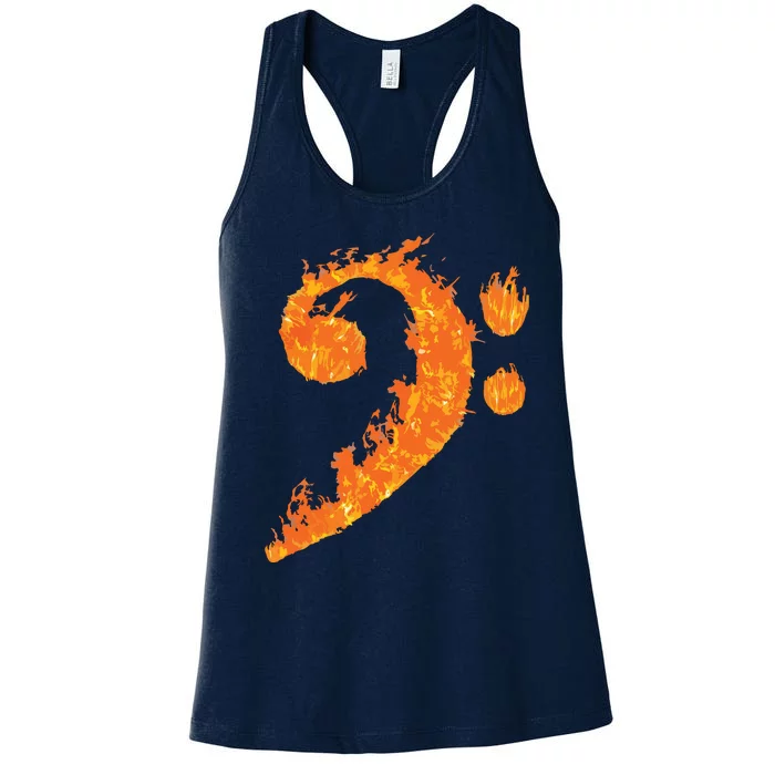 Cool Bass Clef Gift For Men Women Fire Musical Symbol Lover Women's Racerback Tank