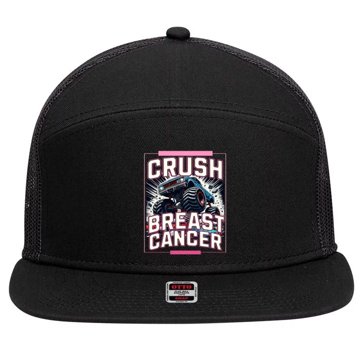 Crush Breast Cancer Awareness Monster Truck 7 Panel Mesh Trucker Snapback Hat