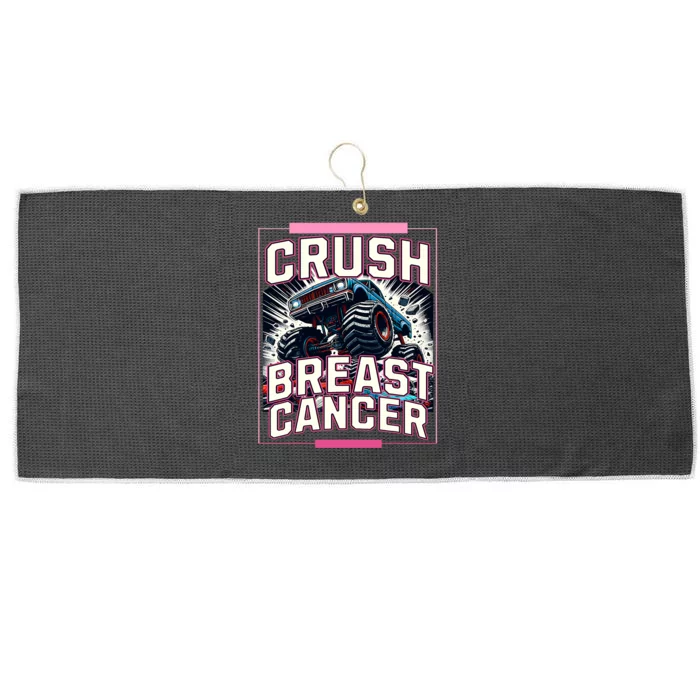 Crush Breast Cancer Awareness Monster Truck Large Microfiber Waffle Golf Towel