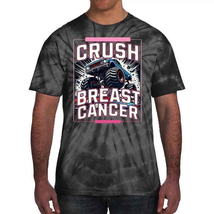 Crush Breast Cancer Awareness Monster Truck Tie-Dye T-Shirt