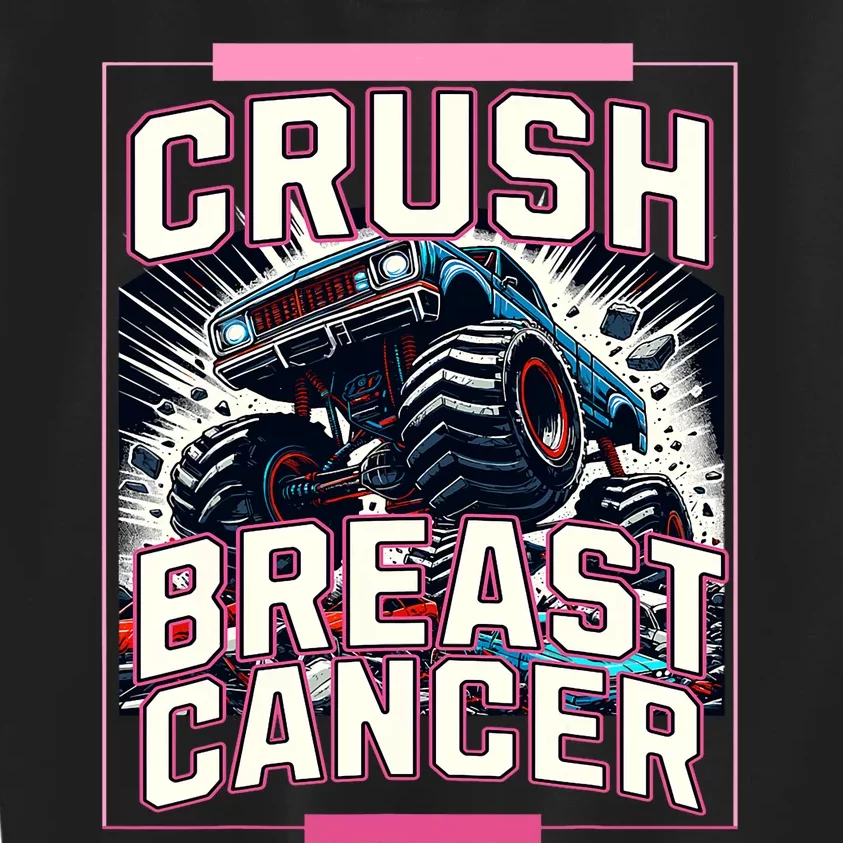 Crush Breast Cancer Awareness Monster Truck Kids Sweatshirt