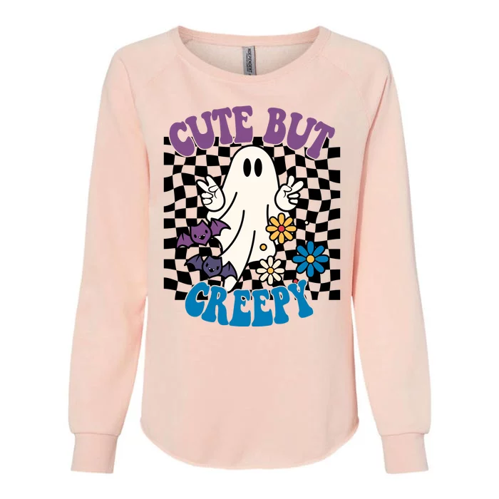 Cute But Creepy Funny Halloween Retro Womens California Wash Sweatshirt