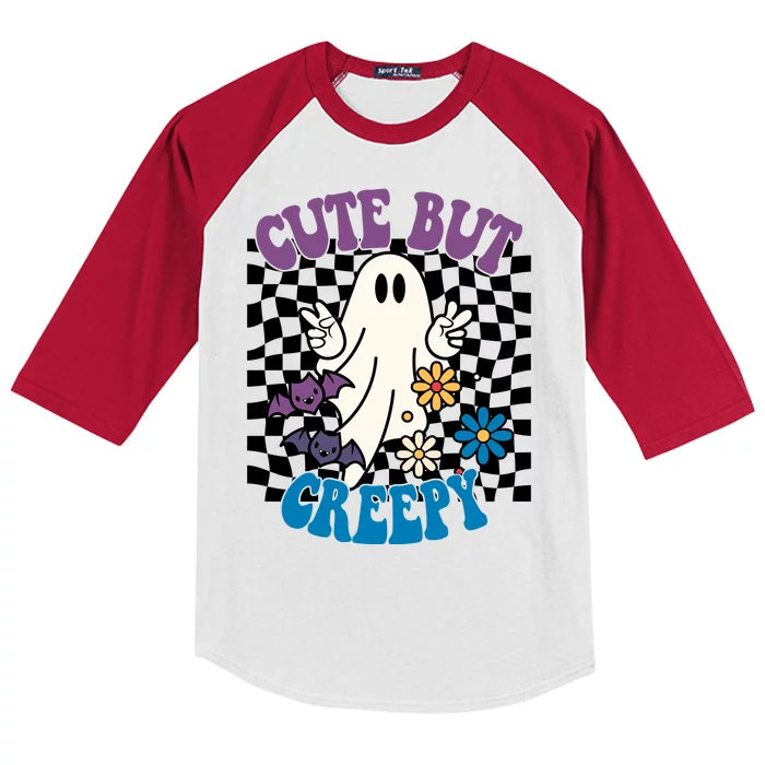 Cute But Creepy Funny Halloween Retro Kids Colorblock Raglan Jersey