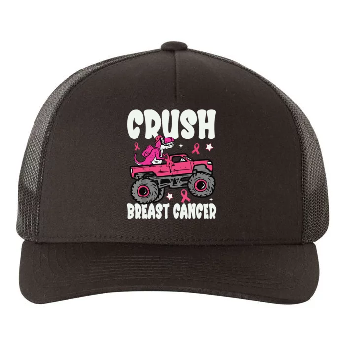 Crush Breast Cancer Dinosaur Truck Awareness Yupoong Adult 5-Panel Trucker Hat