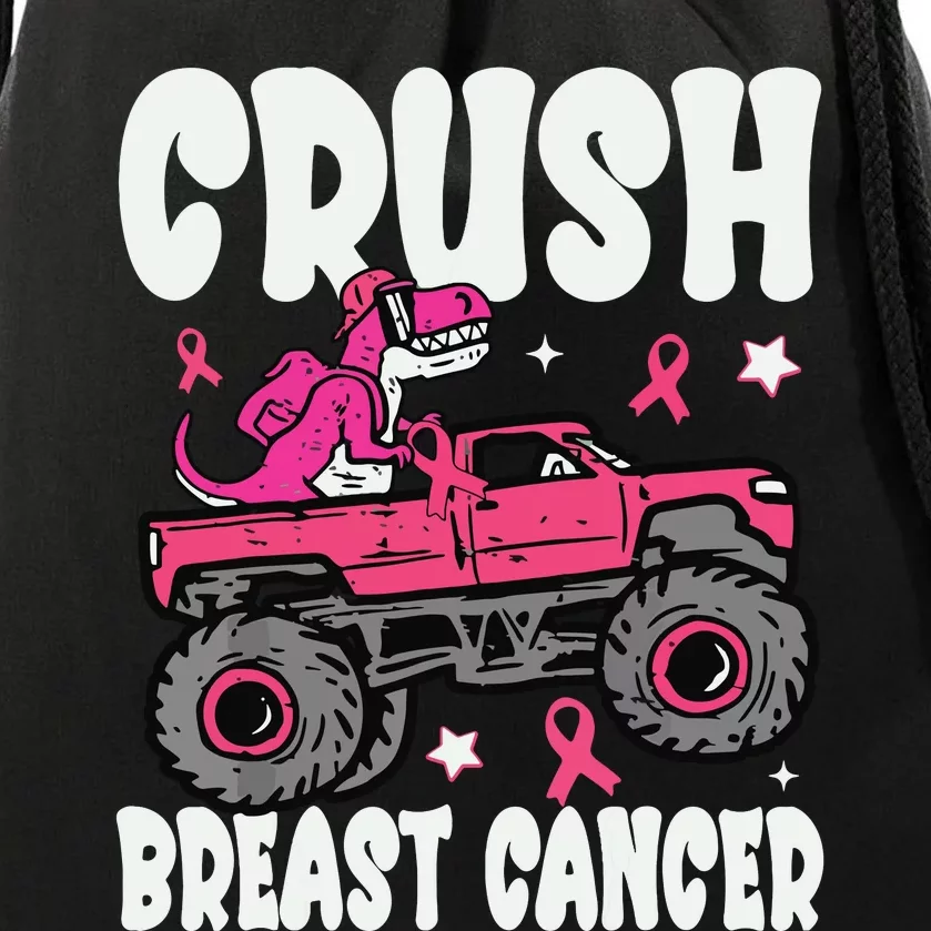 Crush Breast Cancer Dinosaur Truck Awareness Drawstring Bag