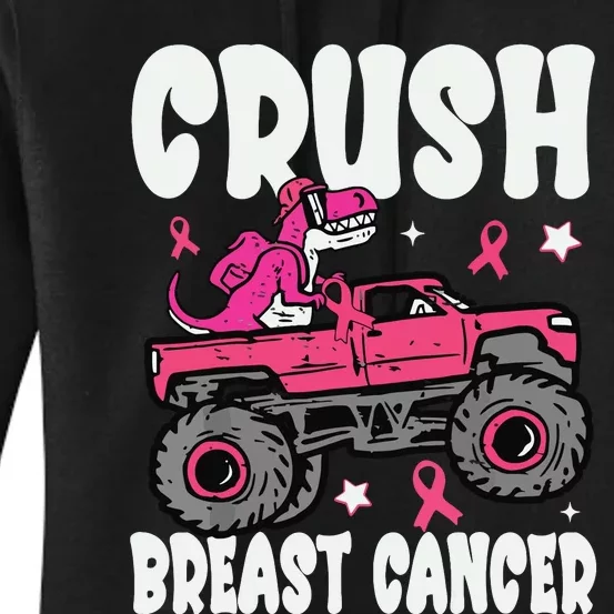 Crush Breast Cancer Dinosaur Truck Awareness Women's Pullover Hoodie