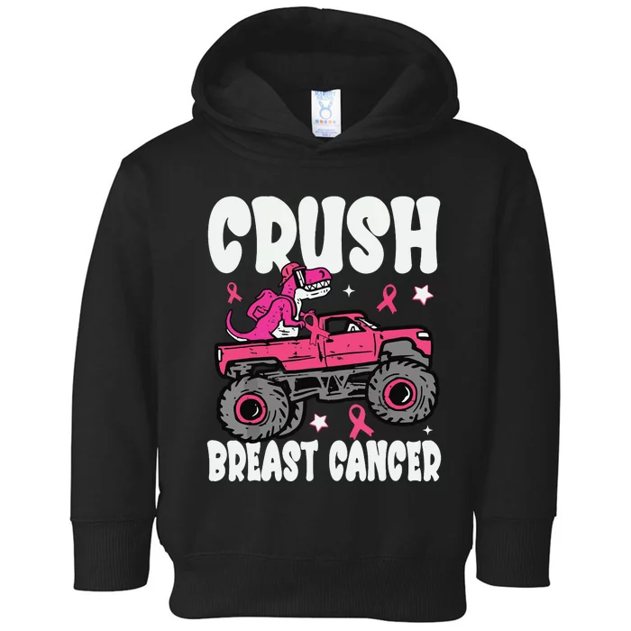 Crush Breast Cancer Dinosaur Truck Awareness Toddler Hoodie