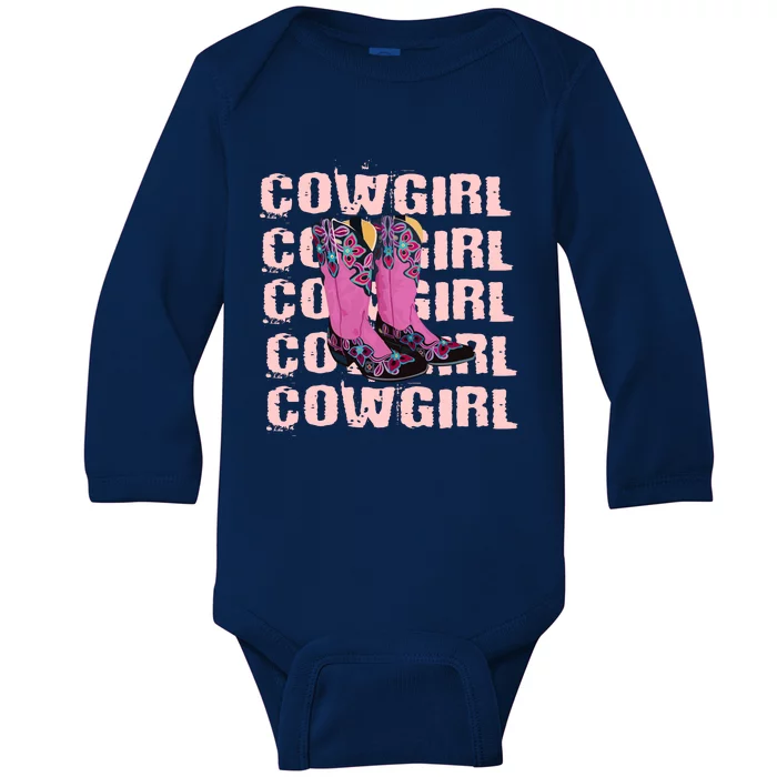 Cowgirl Boots Baby Long Sleeve Bodysuit