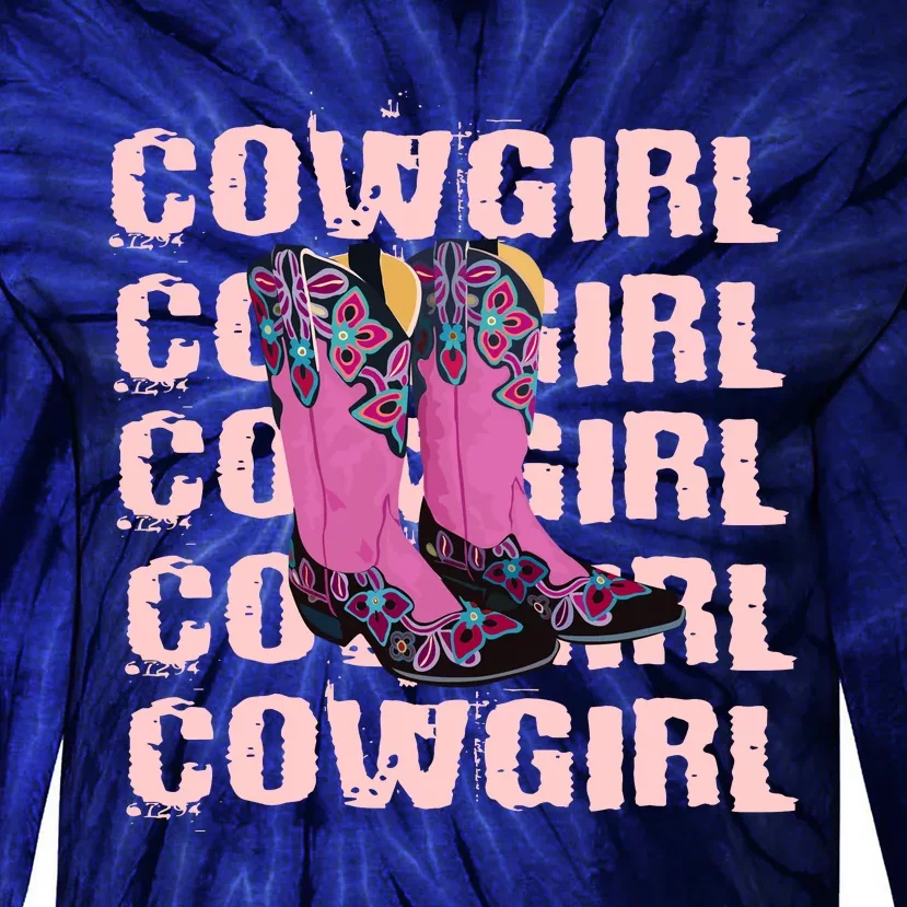 Cowgirl Boots Tie-Dye Long Sleeve Shirt