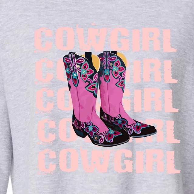 Cowgirl Boots Cropped Pullover Crew