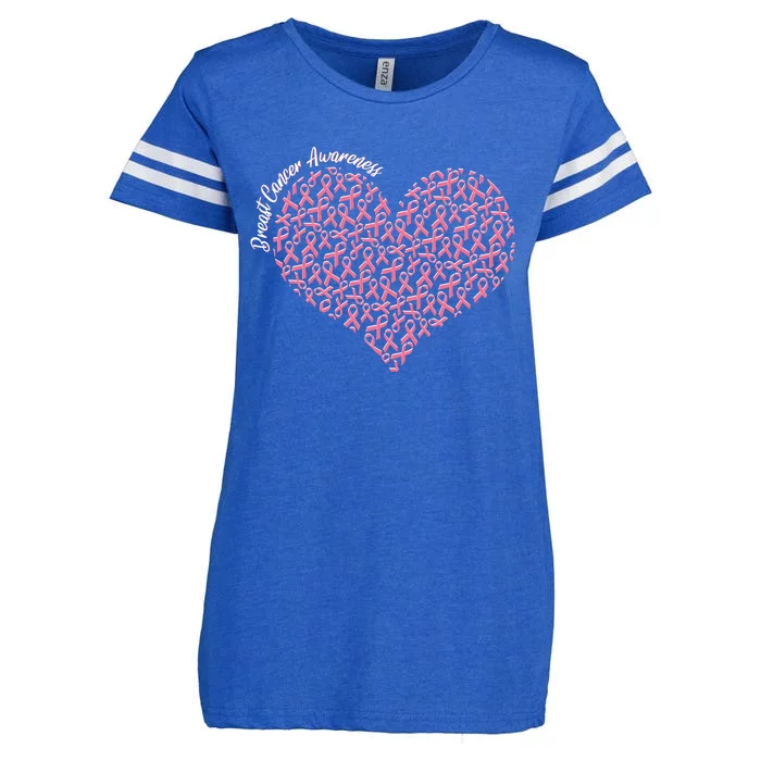 Cute Breast Cancer Awareness Ribbon Pattern Heart Enza Ladies Jersey Football T-Shirt