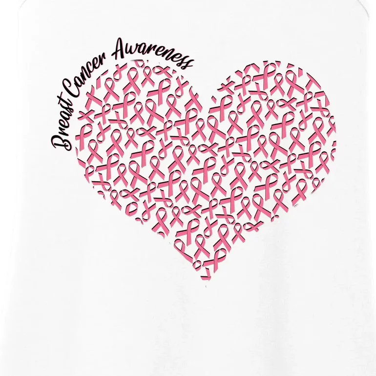 Cute Breast Cancer Awareness Ribbon Pattern Heart Ladies Essential Tank