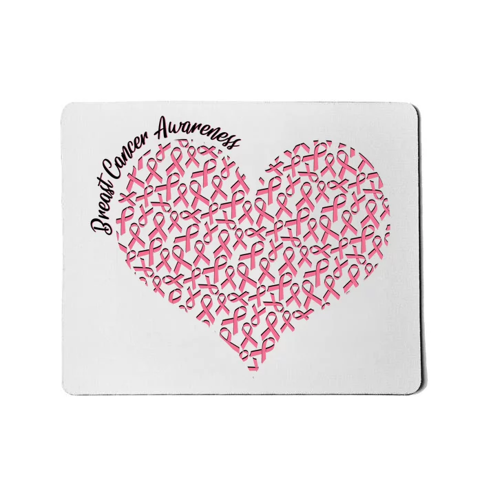 Cute Breast Cancer Awareness Ribbon Pattern Heart Mousepad