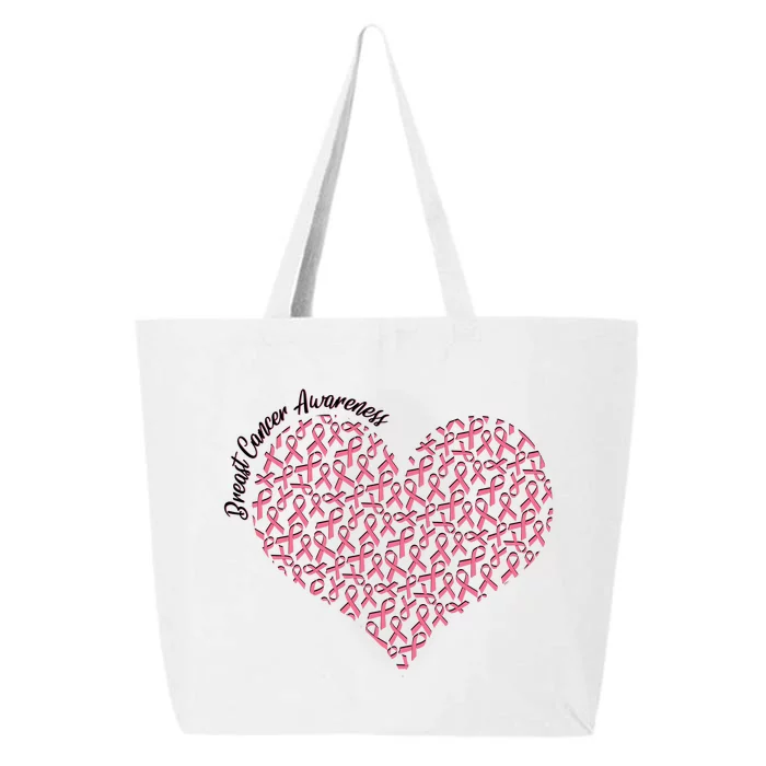 Cute Breast Cancer Awareness Ribbon Pattern Heart 25L Jumbo Tote