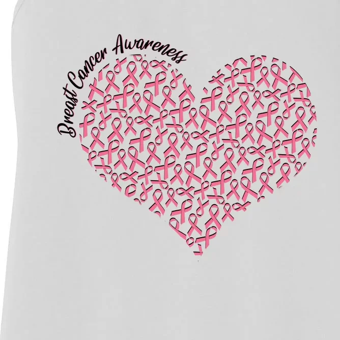 Cute Breast Cancer Awareness Ribbon Pattern Heart Women's Racerback Tank