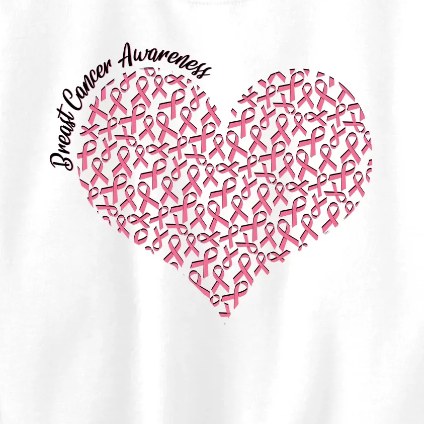 Cute Breast Cancer Awareness Ribbon Pattern Heart Kids Sweatshirt